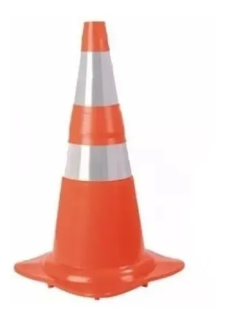 Cone flexível laranja e branco refletivo 75 cm