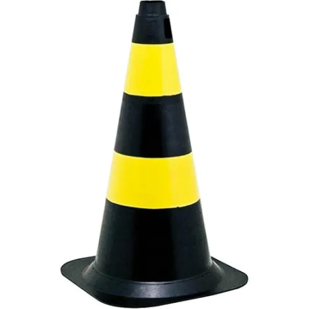Cone de Sinalização PVC Rígido amarelo e preto 75 cm
