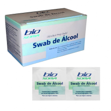 Lenço umedecido swab de Álcool bio soma caixa com 100 un